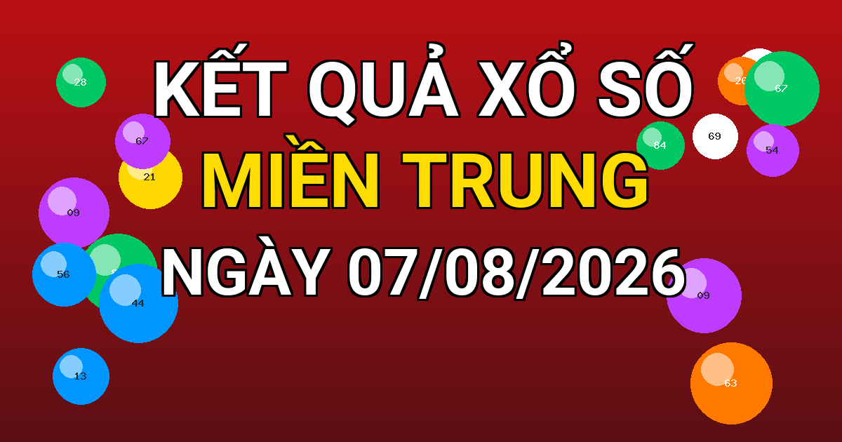 Kết quả xổ số Miền Trung ngày 07/08/2026