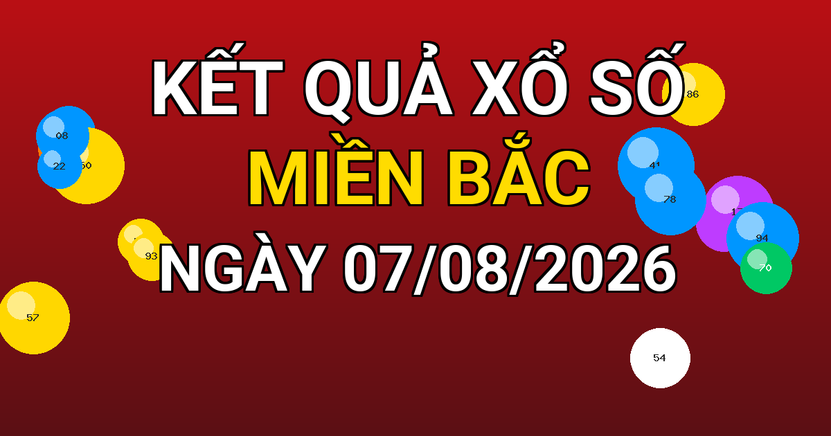 Kết quả xổ số Miền Bắc ngày 07/08/2026
