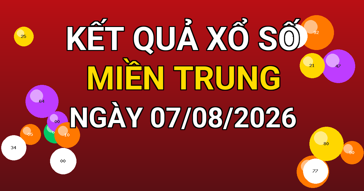 Kết quả xổ số Miền Trung ngày 07/08/2026