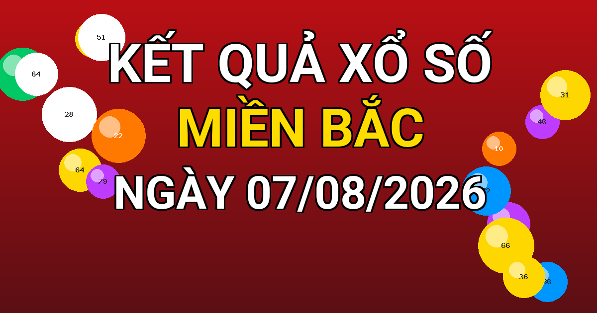 Kết quả xổ số Miền Bắc ngày 07/08/2026
