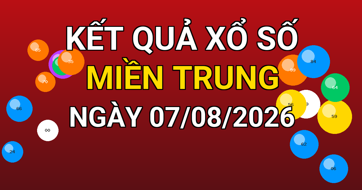 Kết quả xổ số Miền Trung ngày 07/08/2026