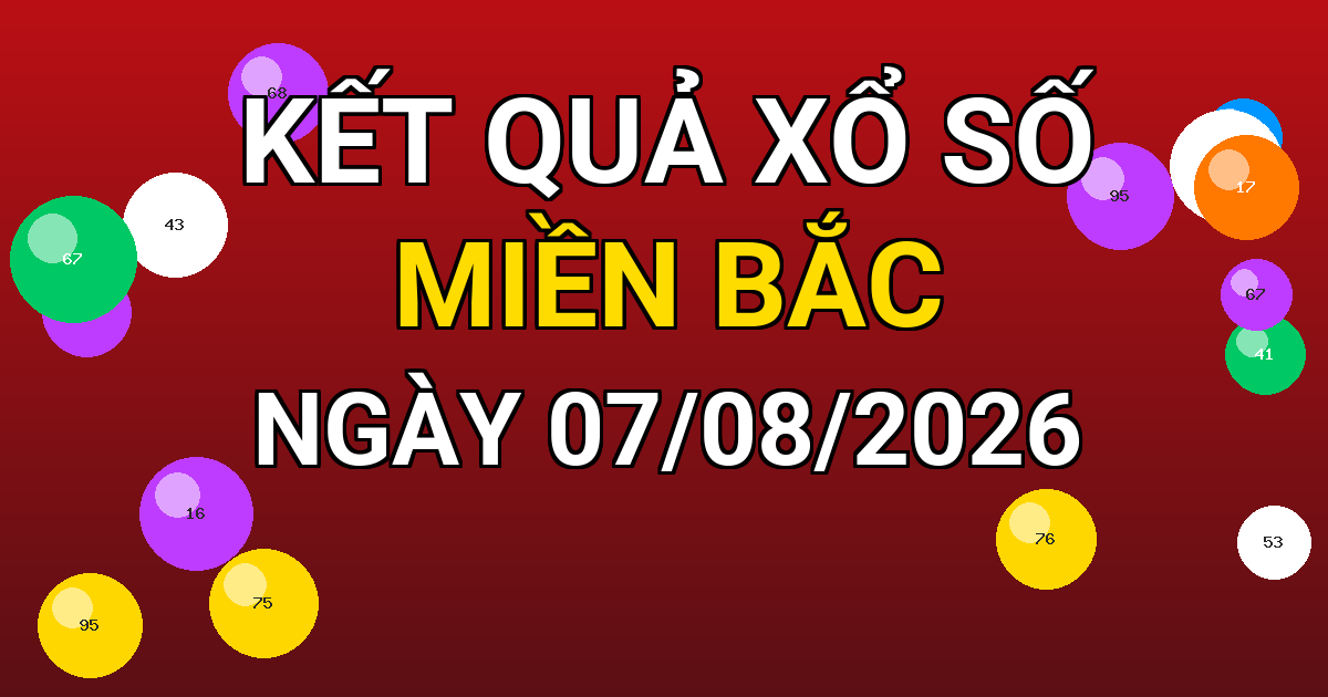 Kết quả xổ số Miền Bắc ngày 07/08/2026