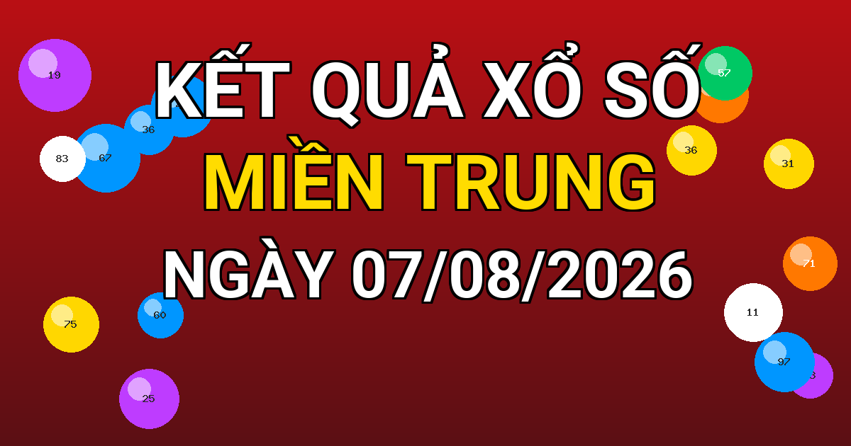 Kết quả xổ số Miền Trung ngày 07/08/2026