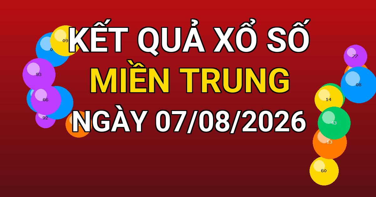 Kết quả xổ số Miền Trung ngày 07/08/2026