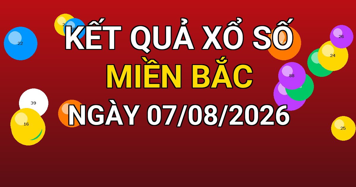 Kết quả xổ số Miền Bắc ngày 07/08/2026