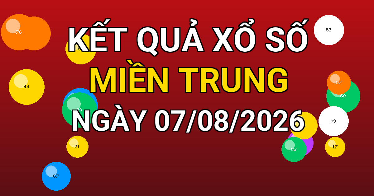 Kết quả xổ số Miền Trung ngày 07/08/2026