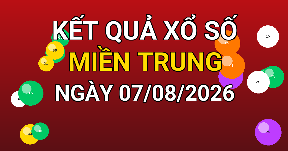 Kết quả xổ số Miền Trung ngày 07/08/2026