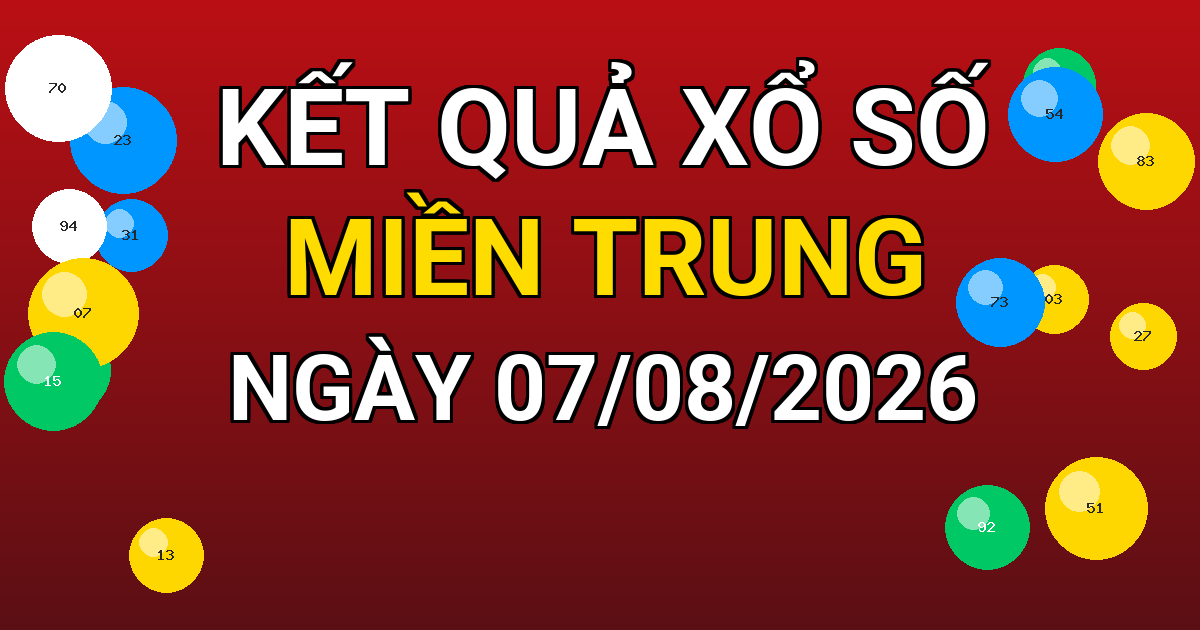 Kết quả xổ số Miền Trung ngày 07/08/2026