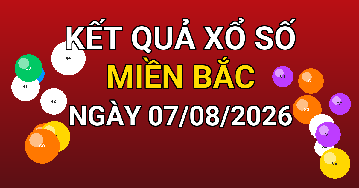 Kết quả xổ số Miền Bắc ngày 07/08/2026