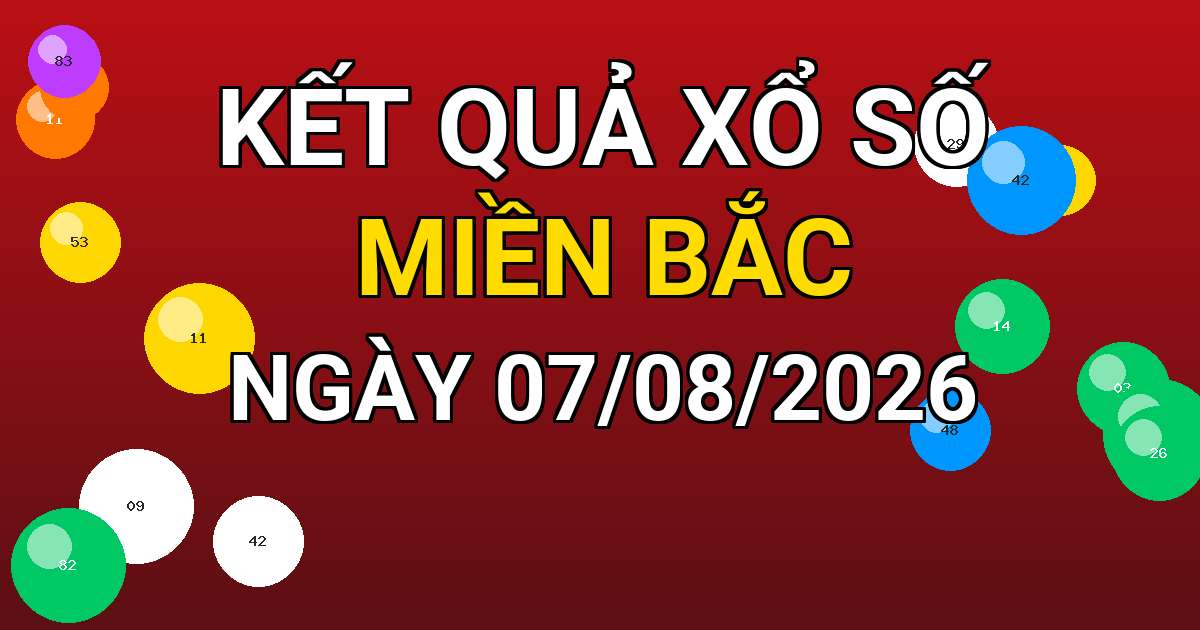 Kết quả xổ số Miền Bắc ngày 07/08/2026