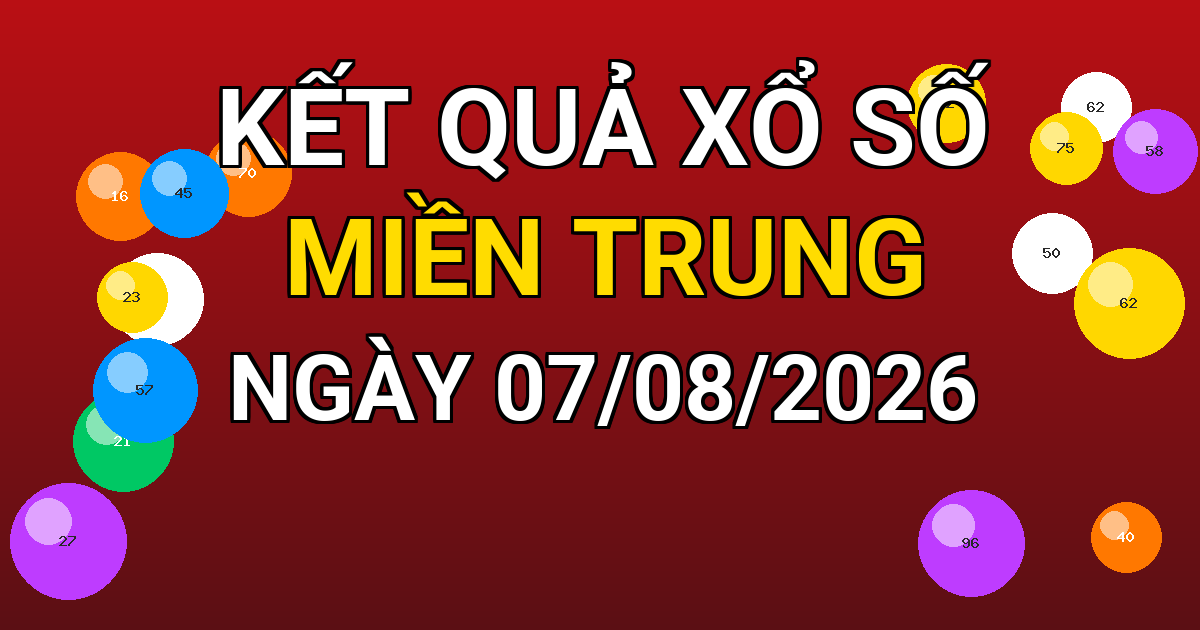 Kết quả xổ số Miền Trung ngày 07/08/2026