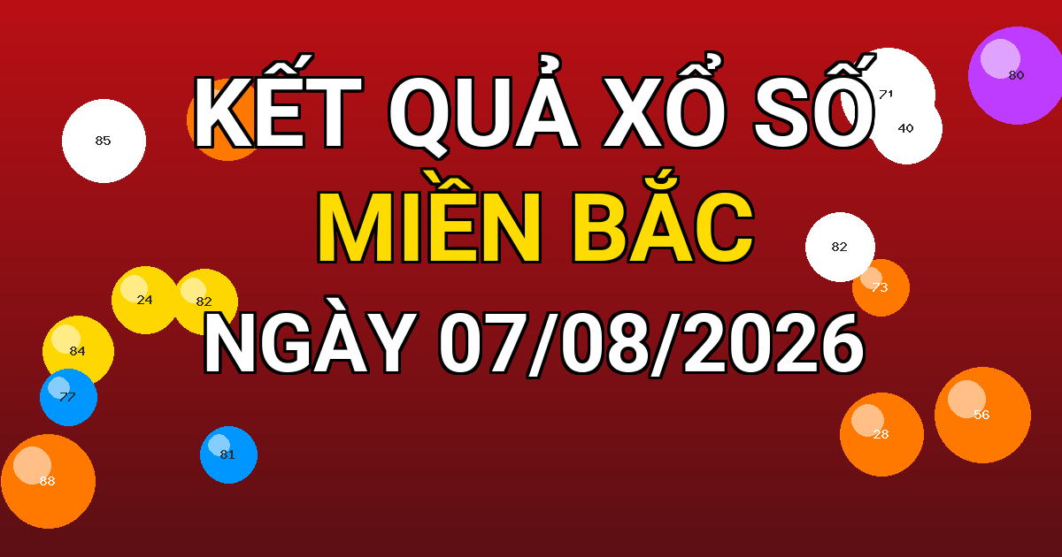 Kết quả xổ số Miền Bắc ngày 07/08/2026