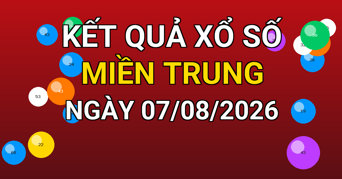 Kết quả xổ số Miền Trung ngày 07/08/2026
