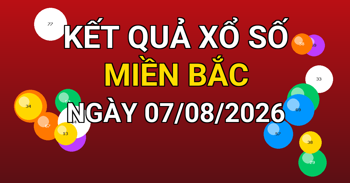 Kết quả xổ số Miền Bắc ngày 07/08/2026