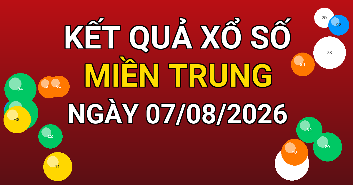 Kết quả xổ số Miền Trung ngày 07/08/2026