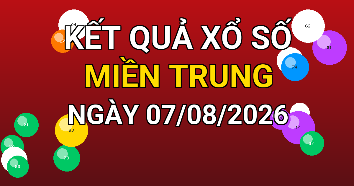 Kết quả xổ số Miền Trung ngày 07/08/2026