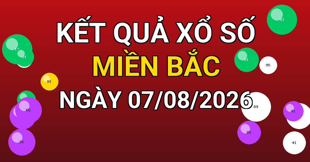 Kết quả xổ số Miền Bắc ngày 07/08/2026