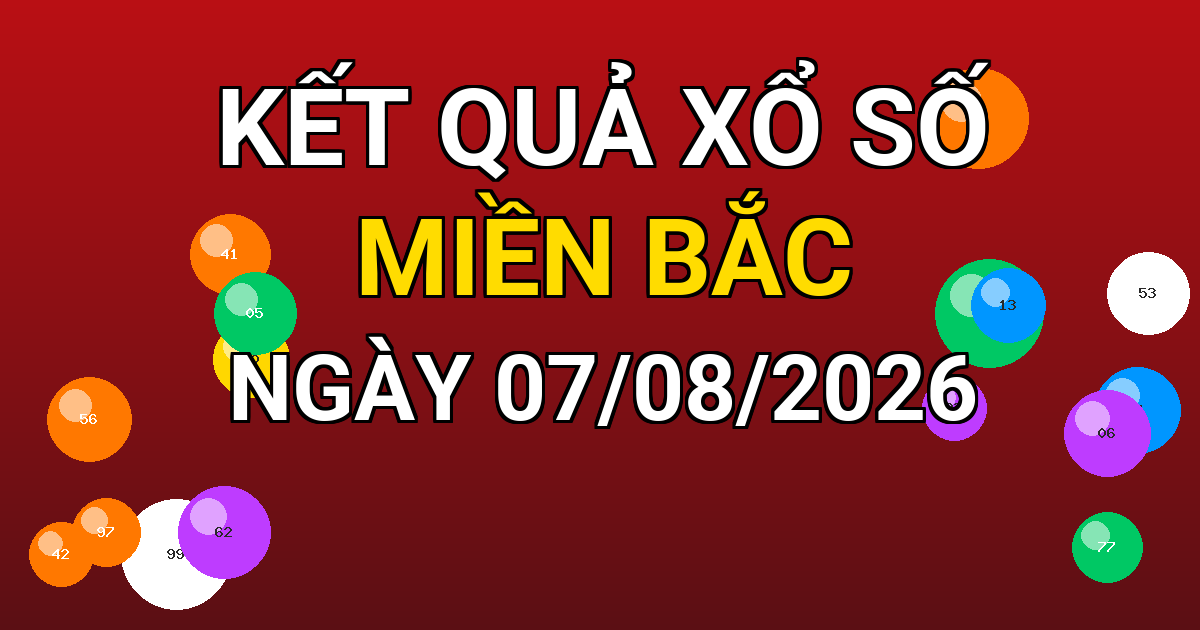 Kết quả xổ số Miền Bắc ngày 07/08/2026