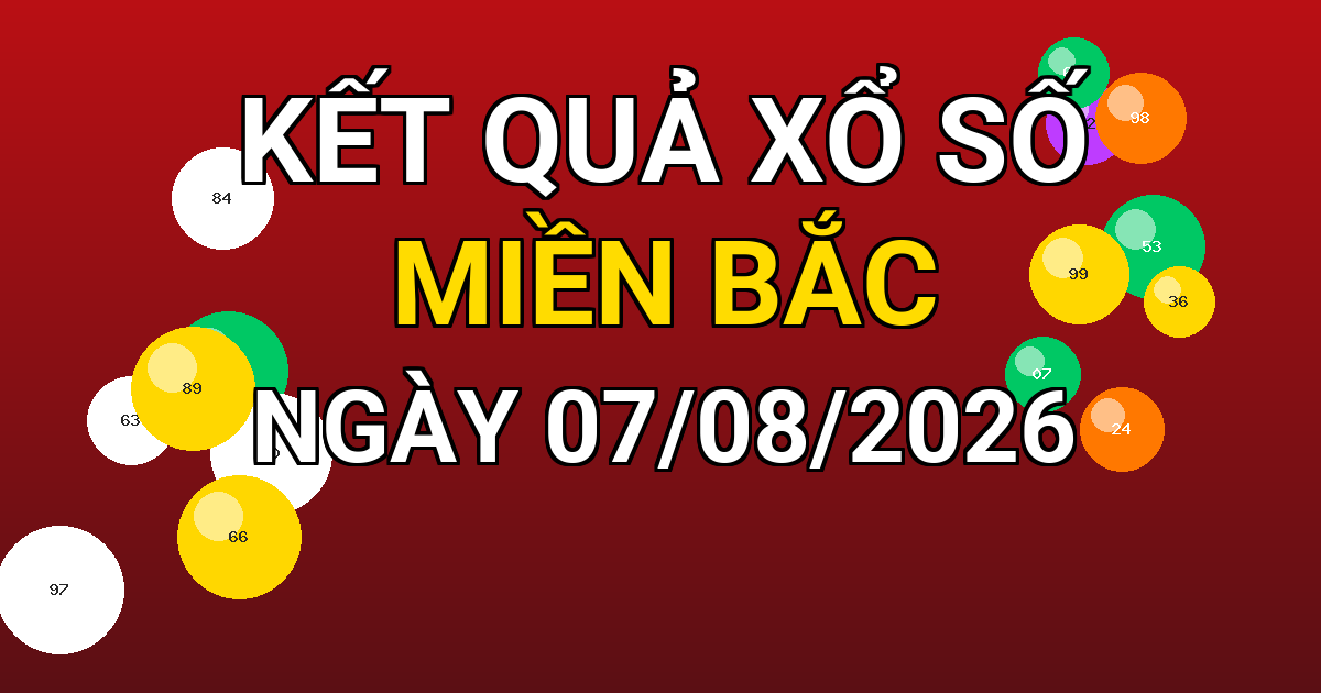 Kết quả xổ số Miền Bắc ngày 07/08/2026