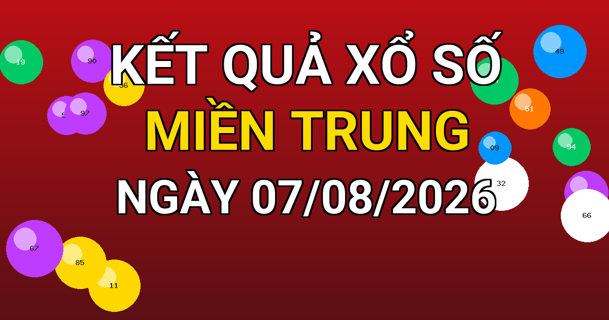 Kết quả xổ số Miền Trung ngày 07/08/2026