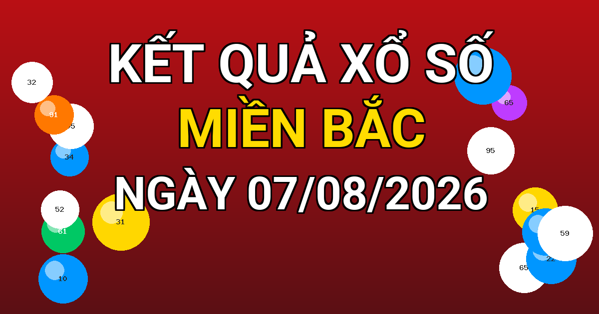 Kết quả xổ số Miền Bắc ngày 07/08/2026