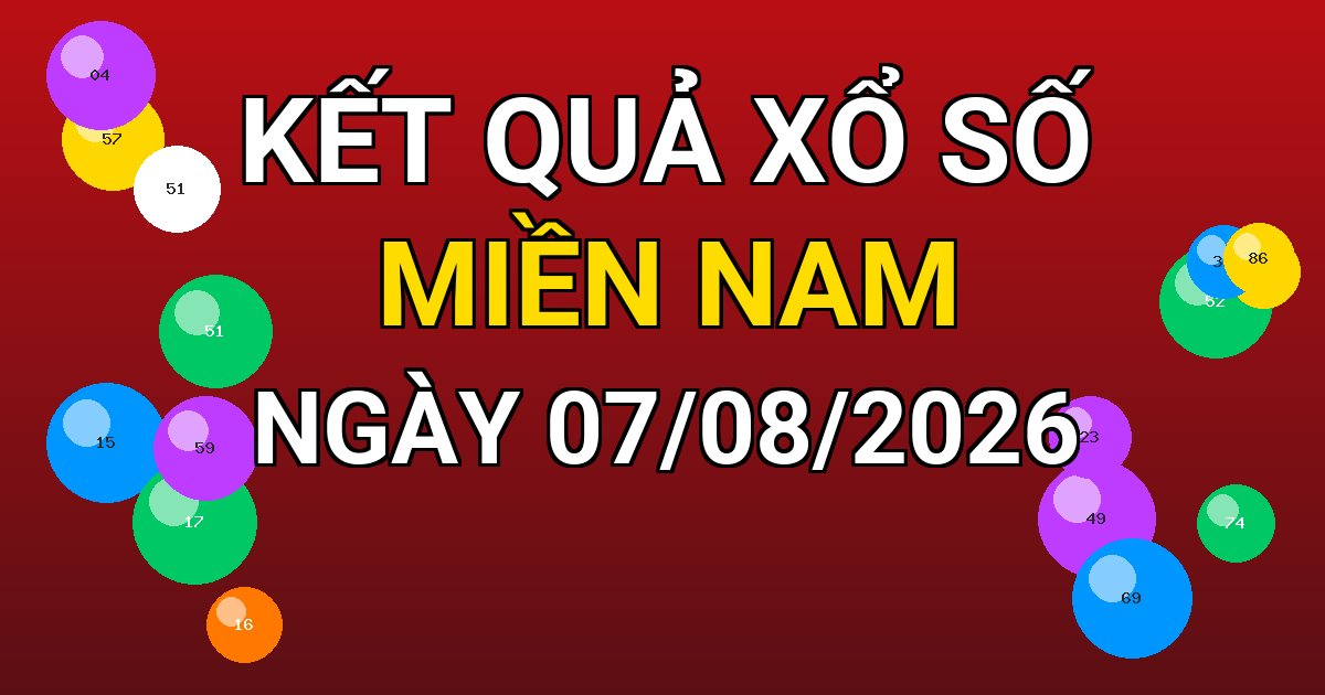 Kết quả xổ số Miền Nam ngày 07/08/2026