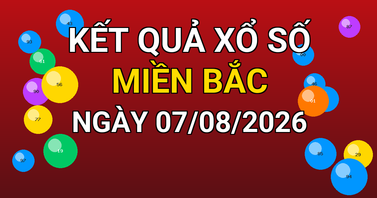 Kết quả xổ số Miền Bắc ngày 07/08/2026
