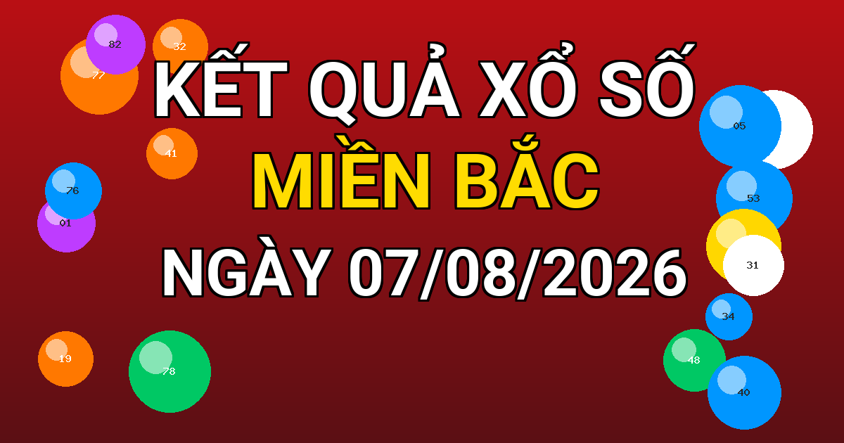 Kết quả xổ số Miền Bắc ngày 07/08/2026