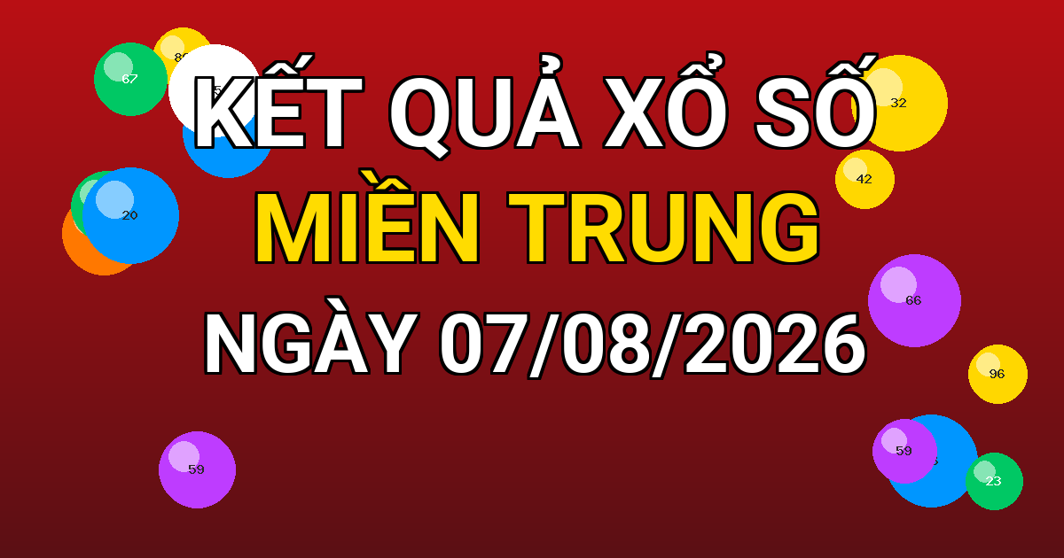 Kết quả xổ số Miền Trung ngày 07/08/2026