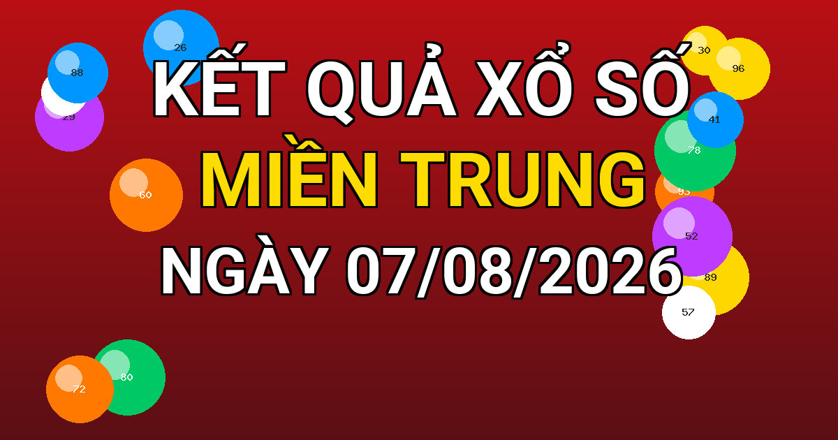 Kết quả xổ số Miền Trung ngày 07/08/2026