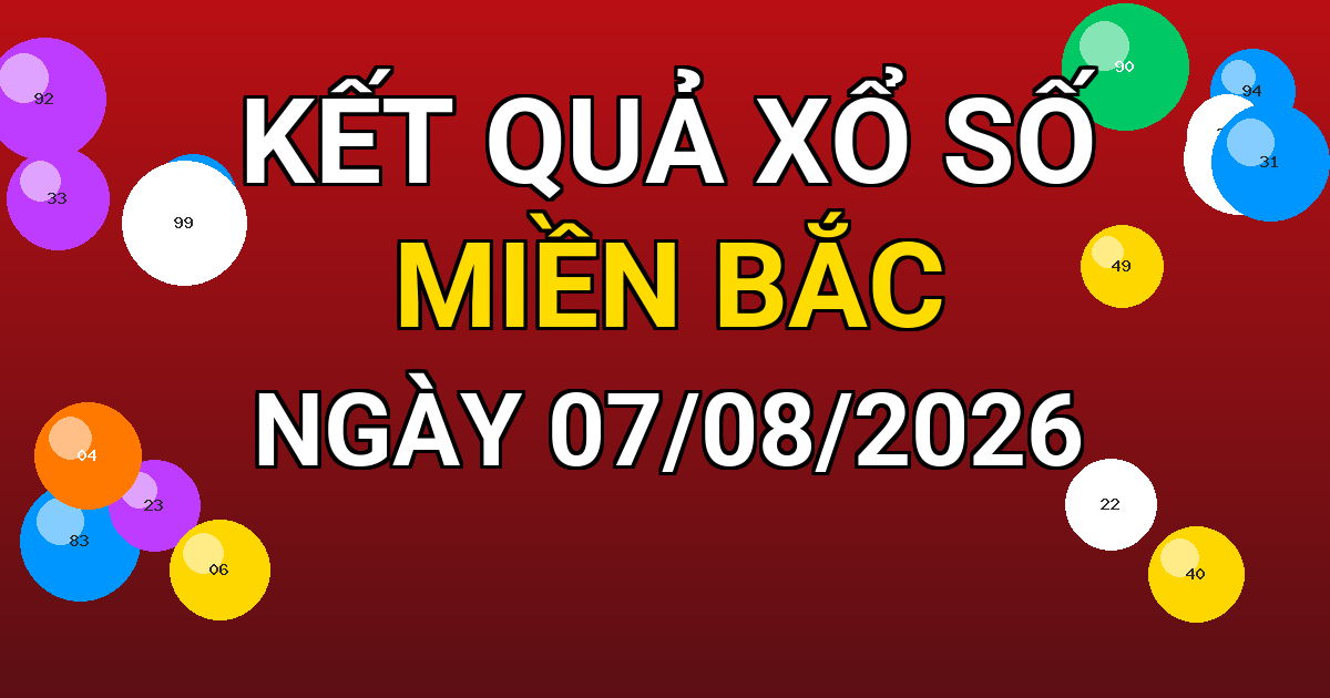 Kết quả xổ số Miền Bắc ngày 07/08/2026