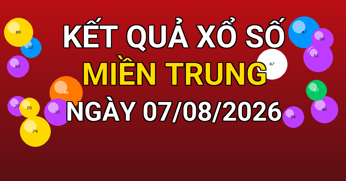 Kết quả xổ số Miền Trung ngày 07/08/2026