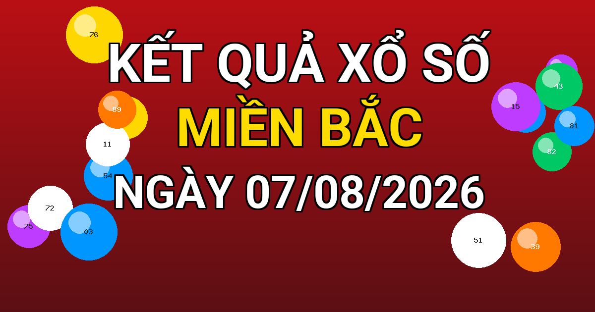 Kết quả xổ số Miền Bắc ngày 07/08/2026