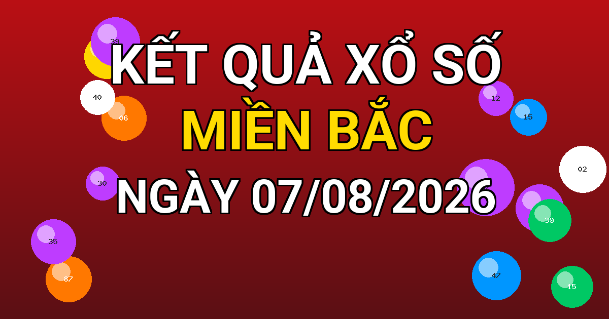 Kết quả xổ số Miền Bắc ngày 07/08/2026