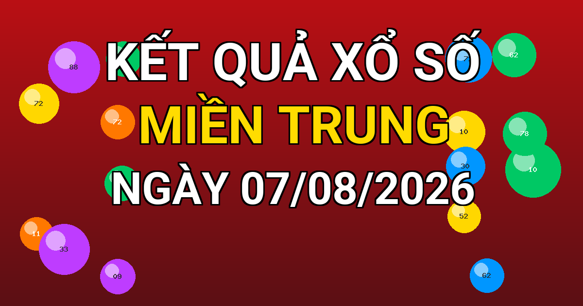 Kết quả xổ số Miền Trung ngày 07/08/2026