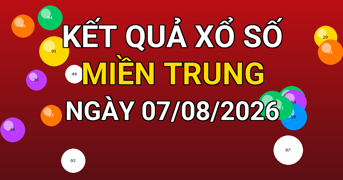 Kết quả xổ số Miền Trung ngày 07/08/2026
