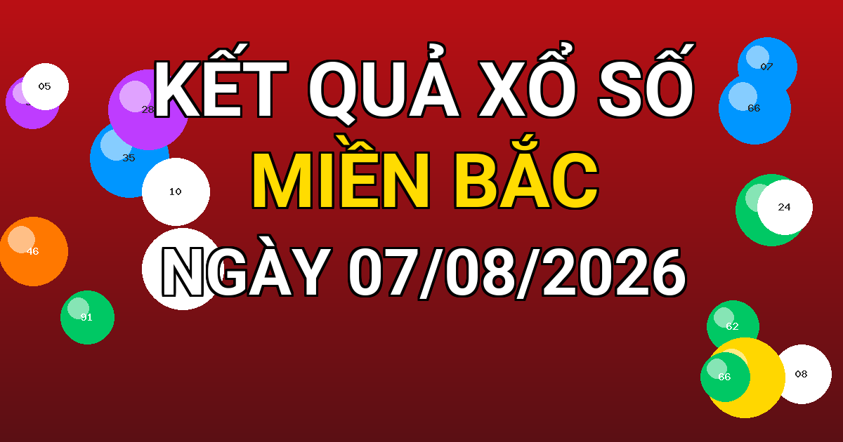 Kết quả xổ số Miền Bắc ngày 07/08/2026