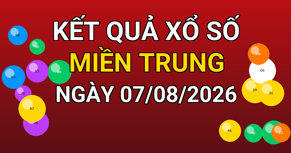 Kết quả xổ số Miền Trung ngày 07/08/2026