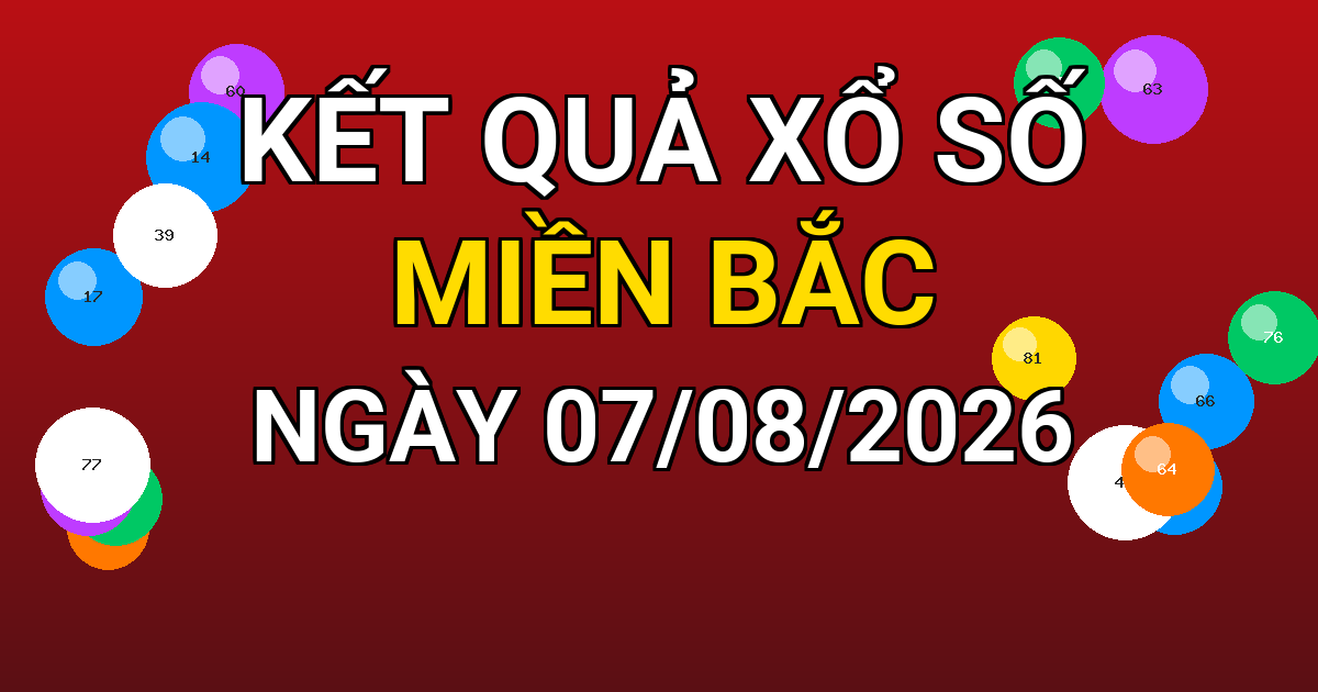 Kết quả xổ số Miền Bắc ngày 07/08/2026