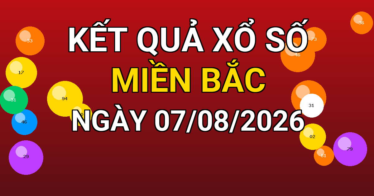 Kết quả xổ số Miền Bắc ngày 07/08/2026