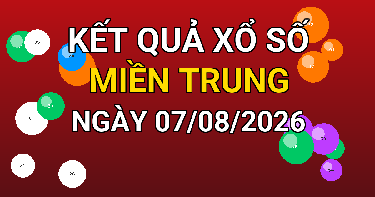 Kết quả xổ số Miền Trung ngày 07/08/2026