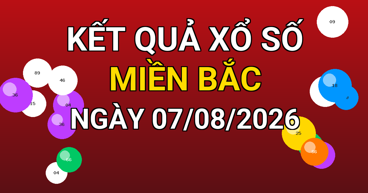 Kết quả xổ số Miền Bắc ngày 07/08/2026