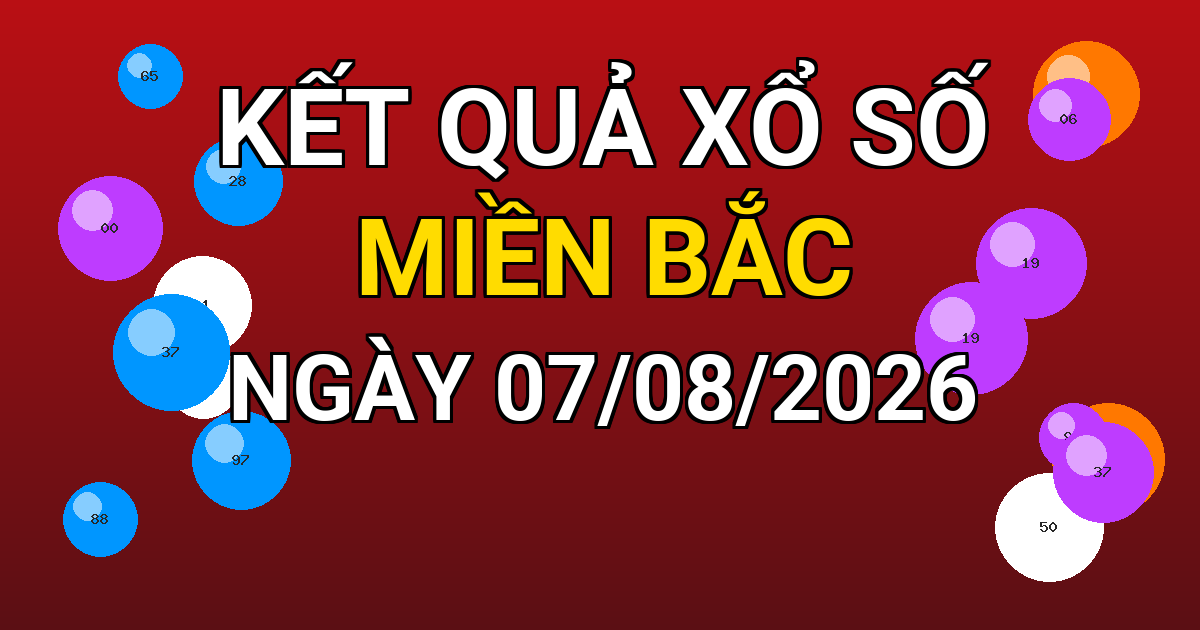 Kết quả xổ số Miền Bắc ngày 07/08/2026