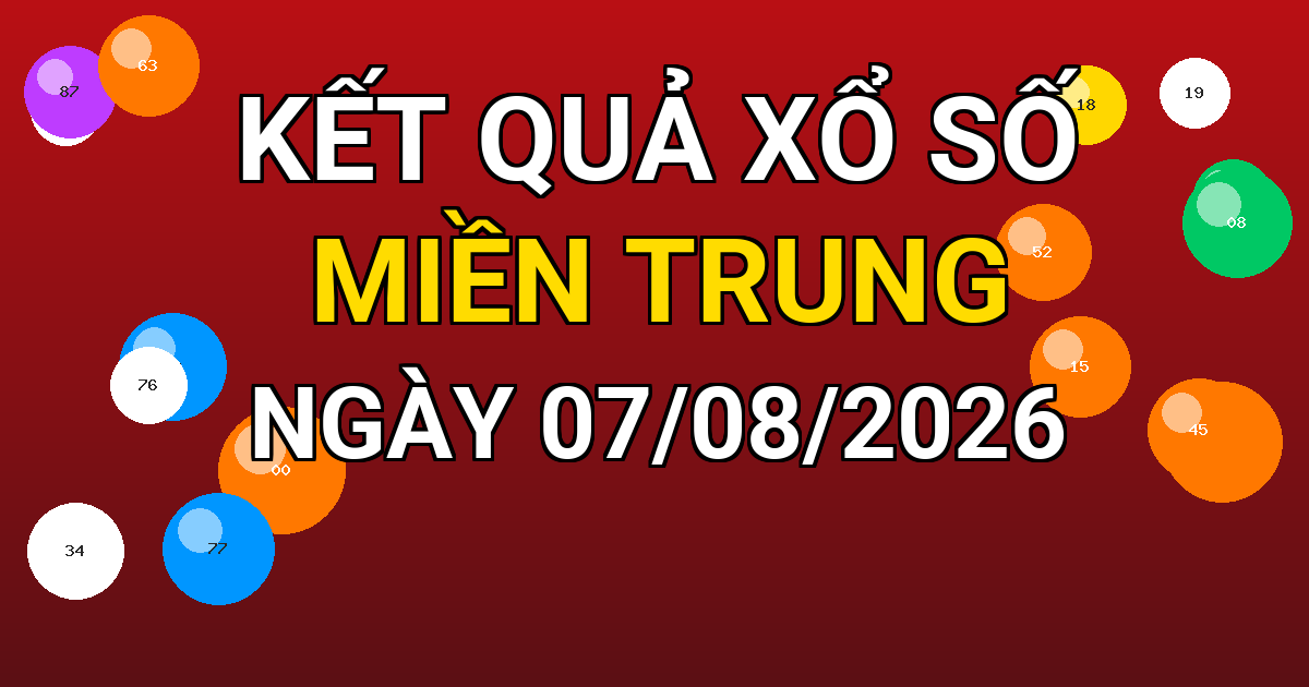 Kết quả xổ số Miền Trung ngày 07/08/2026