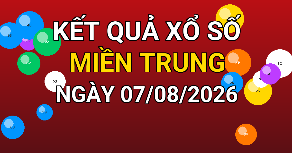 Kết quả xổ số Miền Trung ngày 07/08/2026