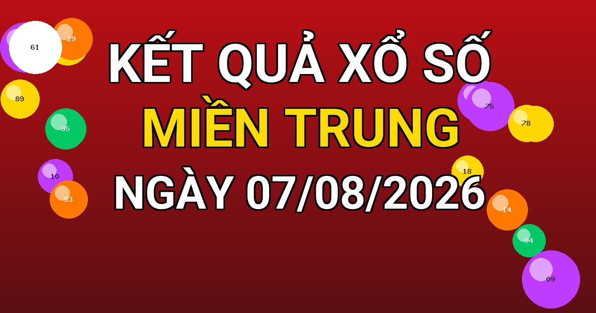 Kết quả xổ số Miền Trung ngày 07/08/2026