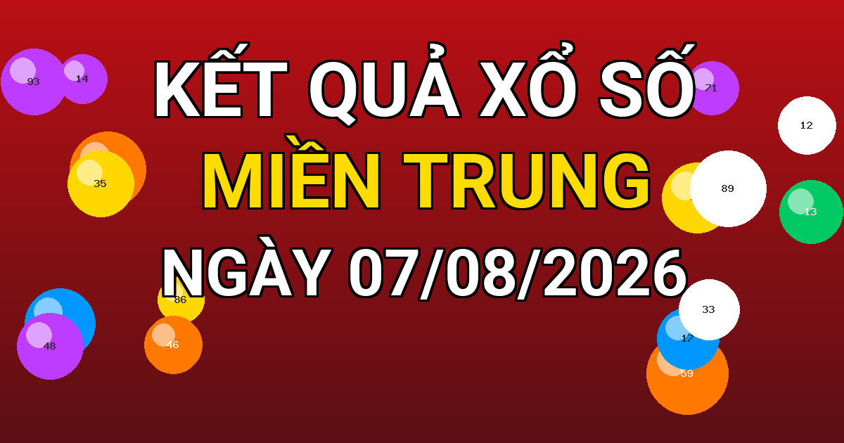 Kết quả xổ số Miền Trung ngày 07/08/2026