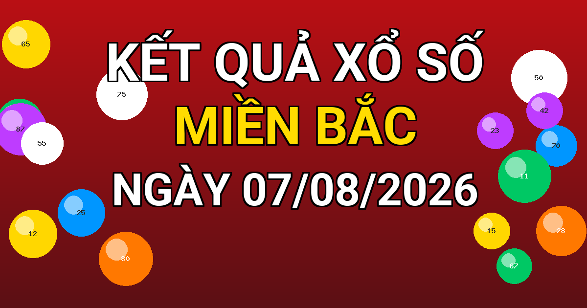 Kết quả xổ số Miền Bắc ngày 07/08/2026