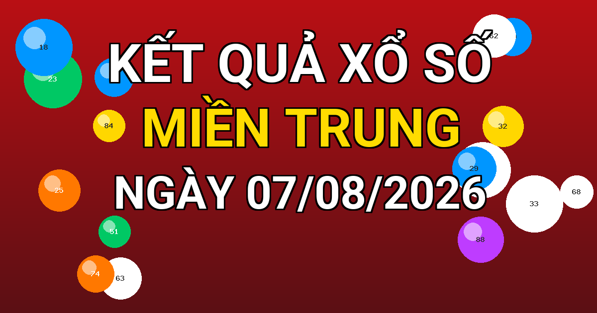 Kết quả xổ số Miền Trung ngày 07/08/2026