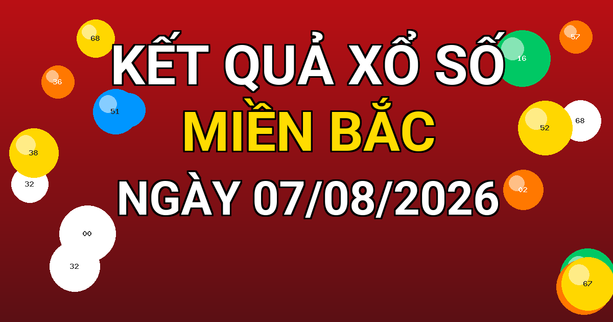 Kết quả xổ số Miền Bắc ngày 07/08/2026